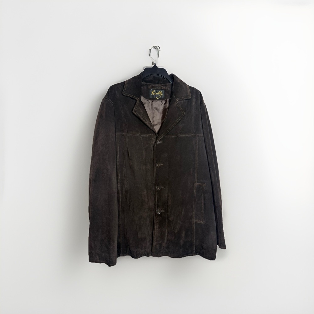 Scully Leather Jacket Mens Brown Satin Lined Button Up Western Sz L Quiet Lux